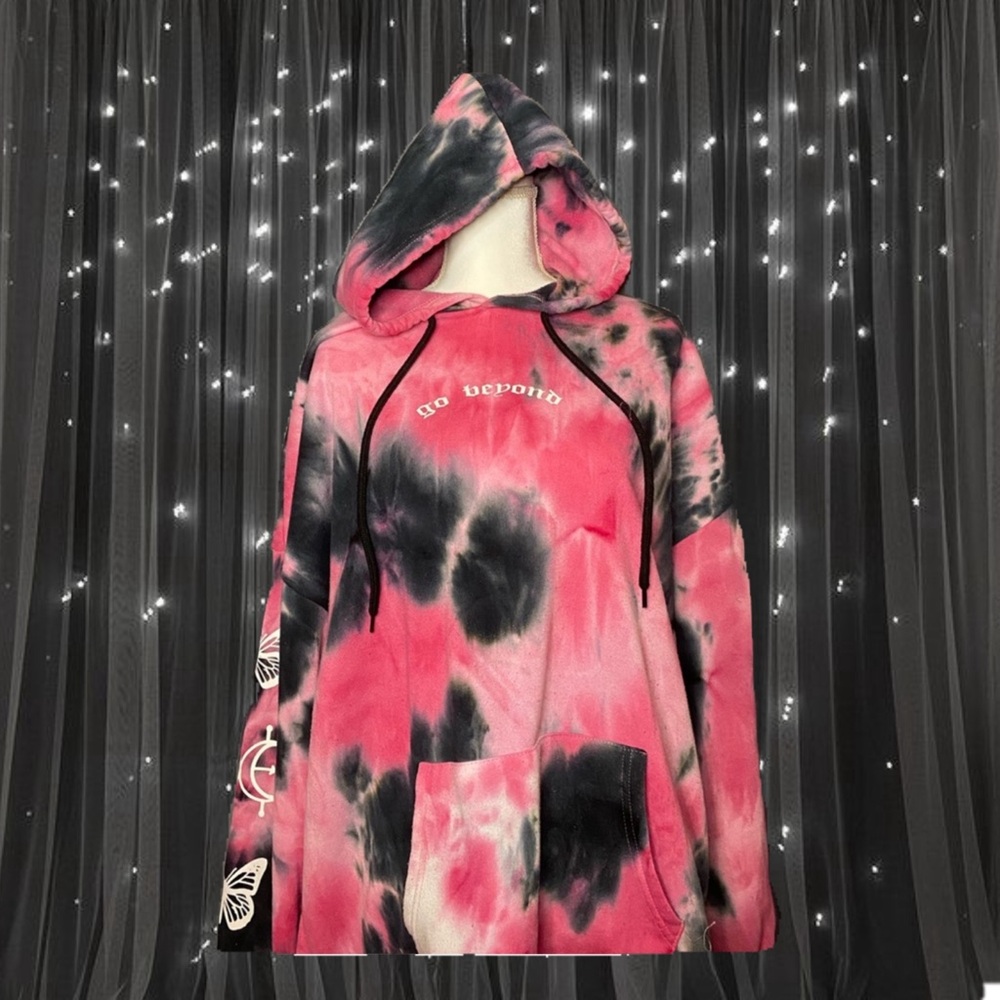 Orange Kiss Oversized Large Pink and Black Tie Die Sweatshirt.